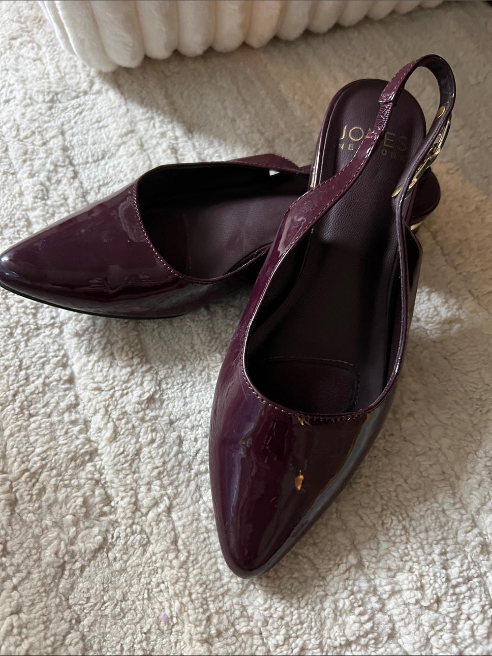 Jones New York Patent Slingback Mules in Wine